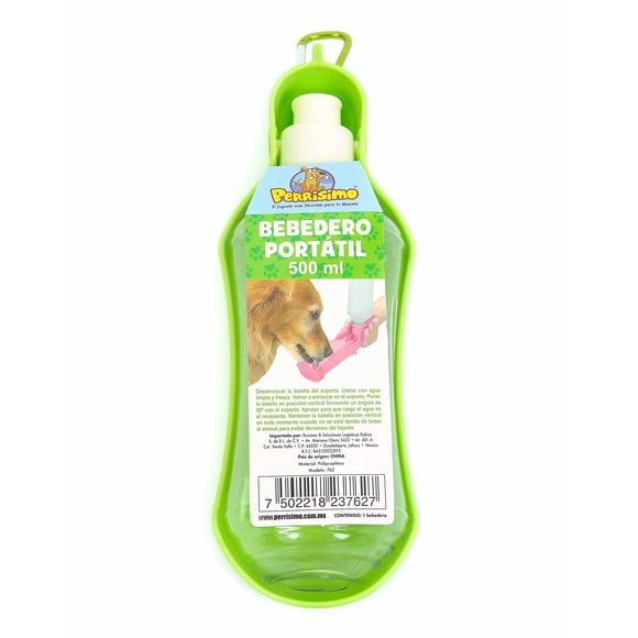 Bebedero Portátil Para Hidratar Tu Mascota Perrísimo 500 Ml Color Verde