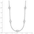 thumbnail image 3 of 925 Sterling Silver Cable Beaded Necklace Chain Polished 5-Station CZ 18 inch, 3 of 4