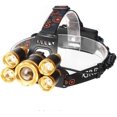 thumbnail image 1 of Faro delantero LED CREE superbrillante, 4 modos, 12000 lúmenes, 5 faros LED con batería recargable, cargador de coche, cargador de pared y cable USB, ideal para correr, acampar, senderismo y más (dorado) Ormromra WMZL-1528, 1 of 7