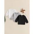 thumbnail image 3 of Suealasg 3 Packs Toddler Boy Sweatshirts Solid Color Crew Neck Long Sleeve Pullover Tops Baby Boy Fall Clothes, 3 of 9