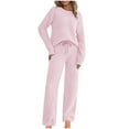 thumbnail image 1 of Pisexur Two Piece Sets for Women Winter Warm Fleece Sweatsuits Solid Color Crewneck Sweatshirts and Elastic Waist Drawstring Sweatpants Vacation Outfits Casual Comfy Track Suits XS-5XL, 1 of 7