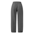 thumbnail image 4 of Women's Solid Color Pocket Cropped Linen Pants Casual Ankle Length Asymmetrical Trousers Stretchy Pants for Women Casual Womens Work Pants Business Casual Pant for Women Casual Summer Pant Beach, 4 of 4