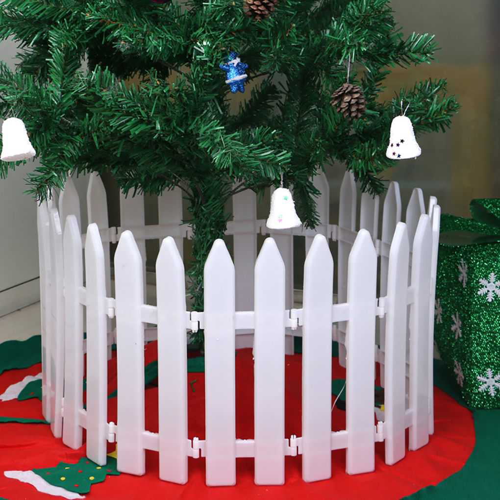 Tinksky White Plastic Picket Fence Miniature Home Garden Christmas Xmas Tree 