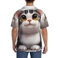 thumbnail image 3 of Susaid Cute Cartoon Kitten Print Men's Polo Shirts Button Down Short Sleeve Casual Summer Beach Vintage Shirts for Men-Large, 3 of 5