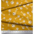 thumbnail image 3 of Soimoi Gold Modal Satin Fabric Fish Skeleton Ocean Decor Fabric Printed Yard 42 Inch Wide, 3 of 3