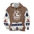 thumbnail image 1 of Sudadera con capucha para hombre, informal, con cordón, estampado navideño, deportiva, blusa de poliéster, 1 of 4