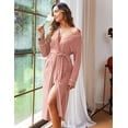 thumbnail image 3 of Ekouaer Women Kimono Robes Full Length Knit Bathrobe Lightweight Soft Sleepwear V-neck Casual Ladies Loungewear, 3 of 7