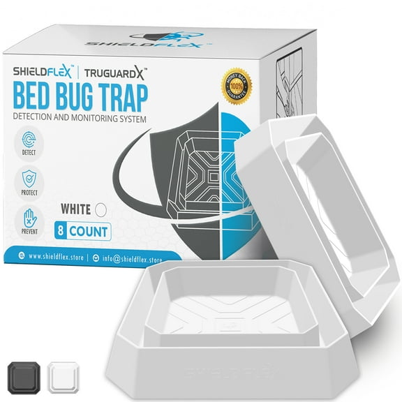 Bed Bug Trap — 8 Pack | TruGuard X Bed Bug Interceptors (White) | Eco Friendly Bed Bug Traps for Bed Legs | Insect Detector, Interceptor, and Monitor for Pest Control and Treatment