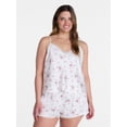 thumbnail image 2 of Joyspun Women's Lace Trim Stretch Satin Cami and Shorts Set, 2-Piece, Sizes XS-3X, 2 of 6