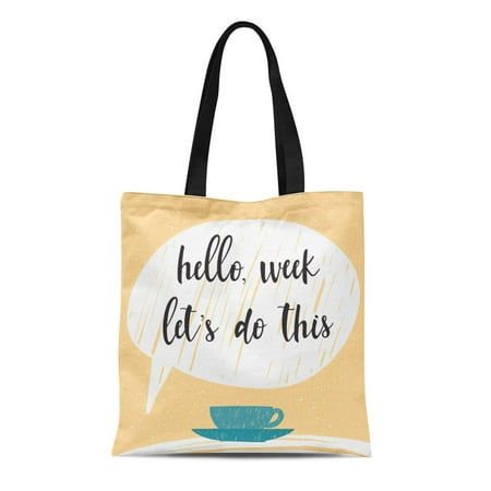 SIDONKU Canvas Tote Bag Lettering Doodle Hello Week Let Do This Reusable Shoulder Grocery Shopping Bags