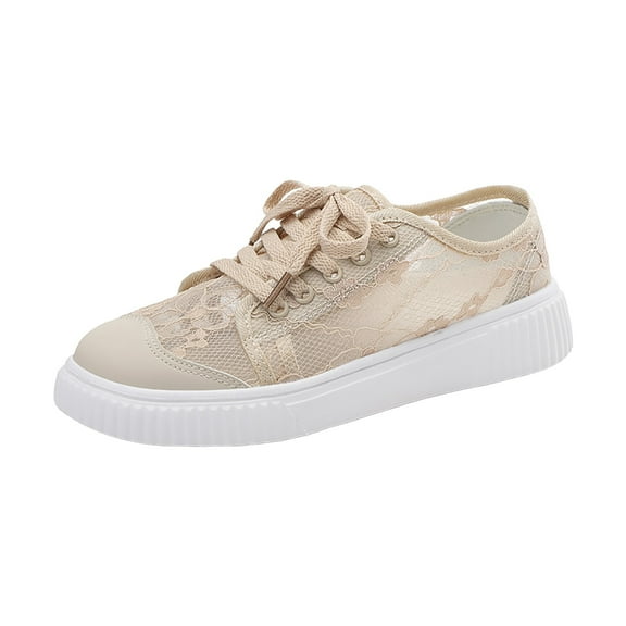 YLYL Women's Floral Breathable Sheer Mesh Sneakers Cutouts Lace up Casual Shoes Low Top Canvas Fashion Lightweight Walking Shoes