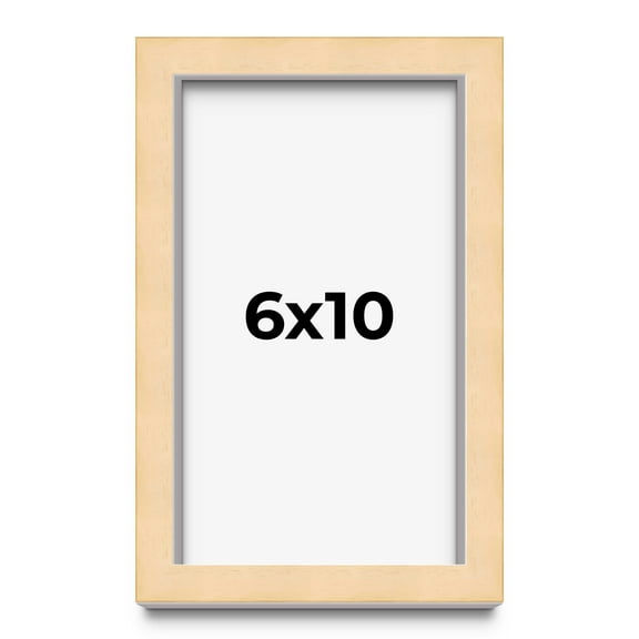 6x10 Frame Natural Wood Picture Frame | 0.75 Inch Moulding Width | with UV Acrylic Plexiglass, Foam