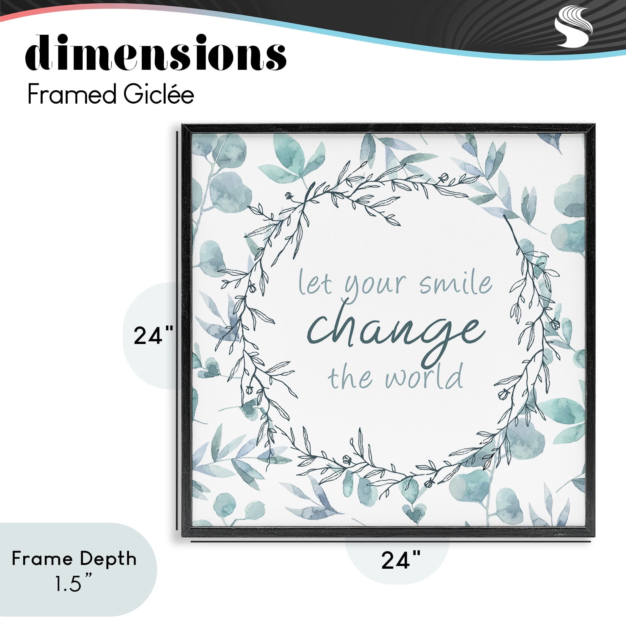 Stupell Industries Smile Change The World Black Framed Giclee Art, design by Kim Allen