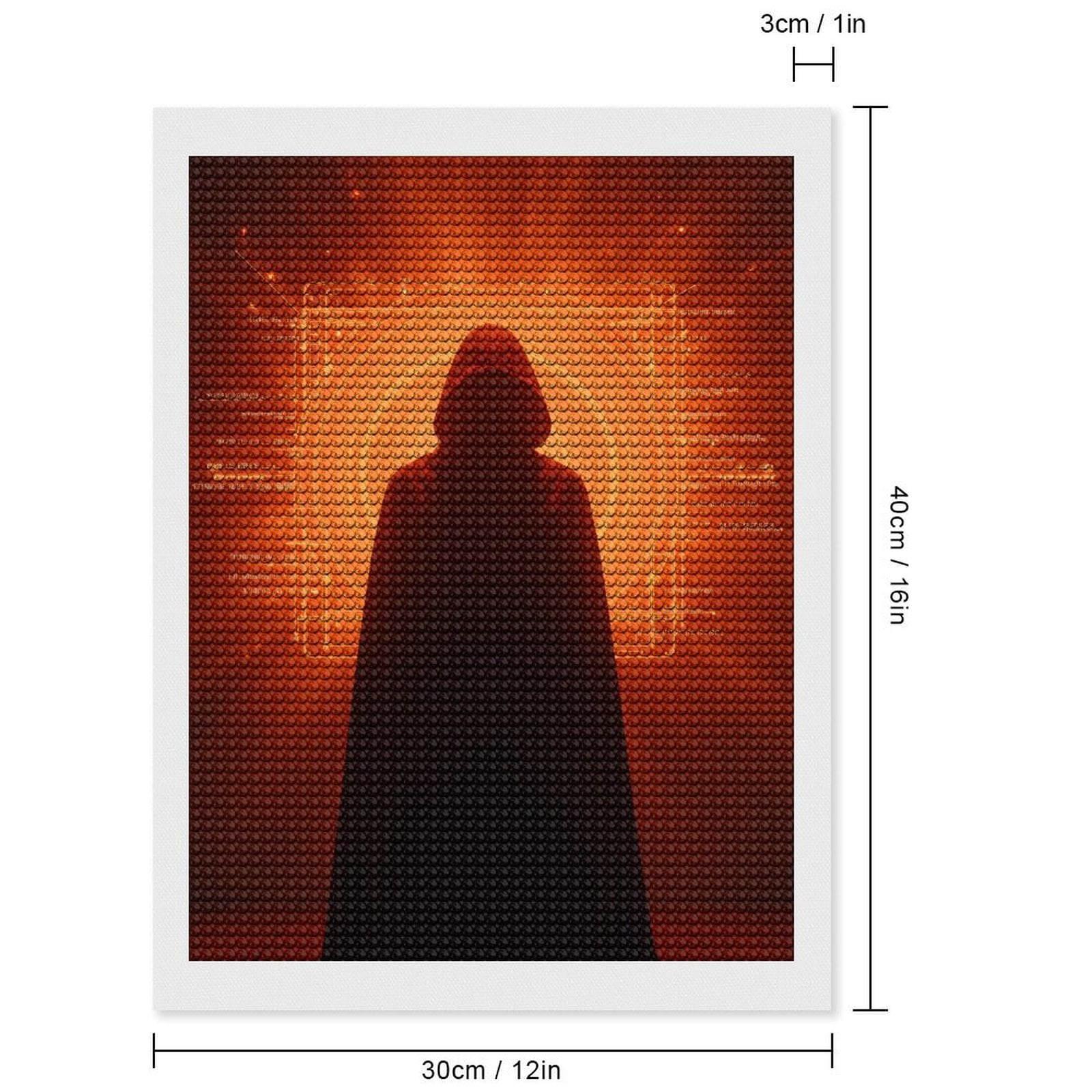 Diamond Art Kits for Adults, Cloaked Figure Glowing Tech Rings 5D Diamond Painting Kits for Adults Beginners, DIY Full Drill Diamond Painting, Gem Art and Crafts 12x16