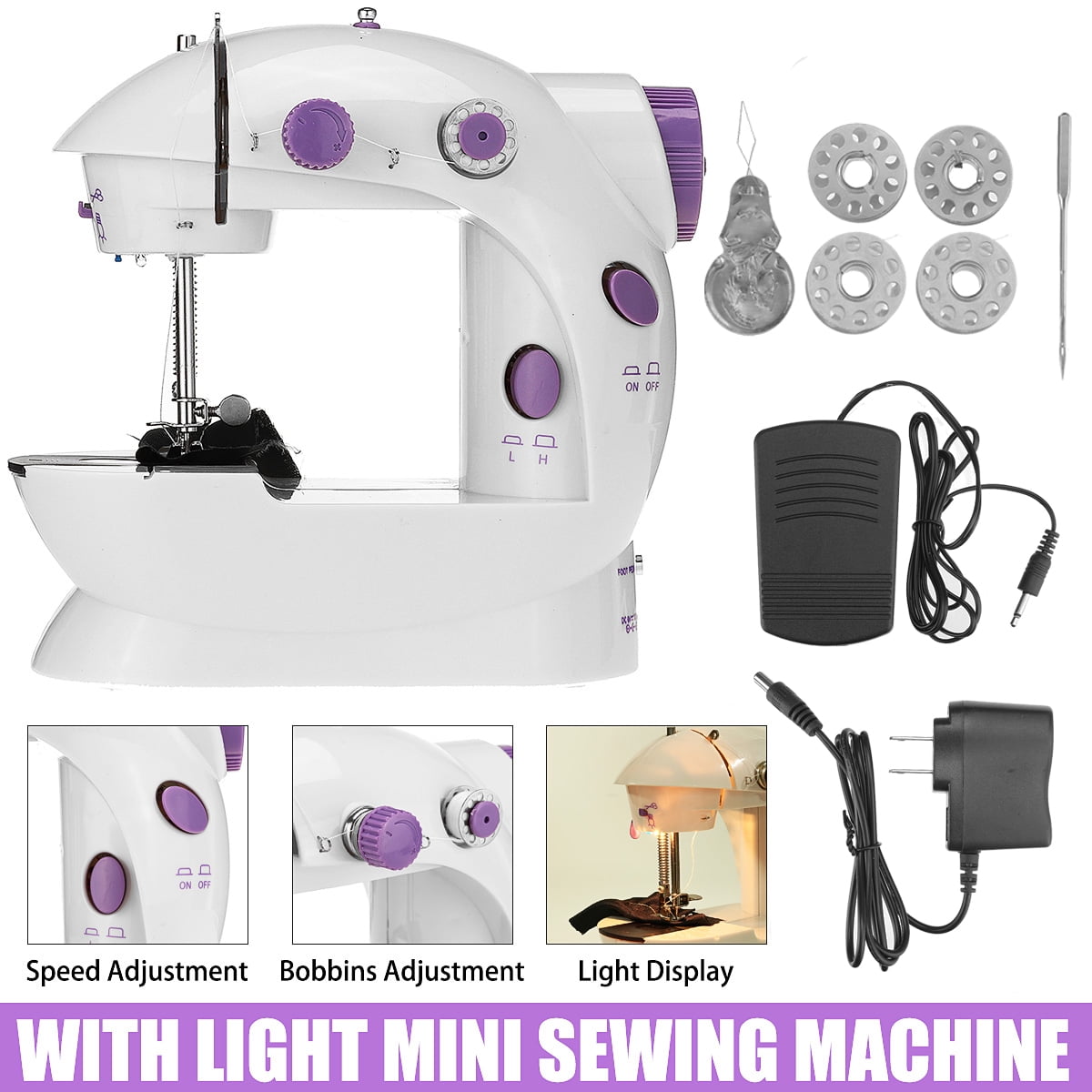 sewing machine mini sewing machine handheld sewing machines for adults Portable Sewing Machine Foot Pedal Bobbins Thread Electric Mini Household Sewing Tool with Sewing Accessories LCD Display an 