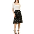 thumbnail image 2 of Allegra K Women's Floral Chiffon Elastic Waist Layer Ruffle Hem Midi Skirt, 2 of 6