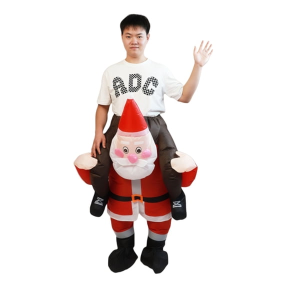 Christmas Costume Party Christmas Eve Theme Inflatable Costume Funny Character Riding Santa Claus Inflatable Character Dress Up,Height 59"–74.8",Santa