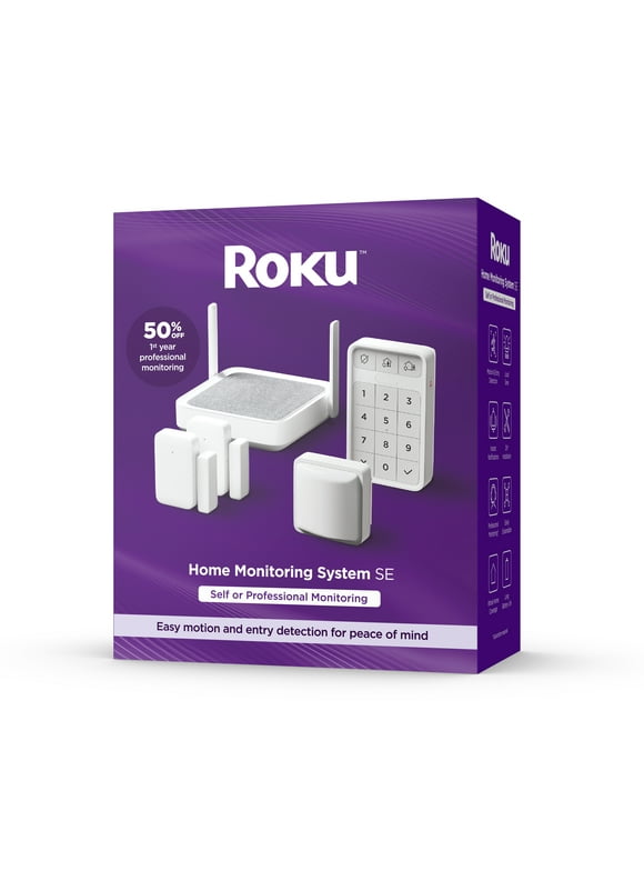Roku Smart Home 5-Piece Home Monitoring System Bundle Wi-Fi-Enabled Indoor Battery-Powered with Free Self-Monitoring
