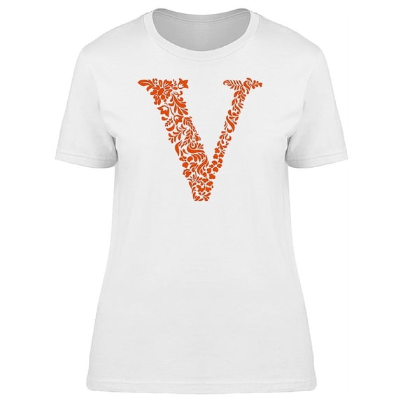 Floral Paisley Orange Letter V Tee Women's -Image by Shutterstock