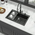 thumbnail image 3 of Quartz Kitchen Sink - 33"x22"x9.65" Black granite composite Drop in kitchen sink, 3 of 9