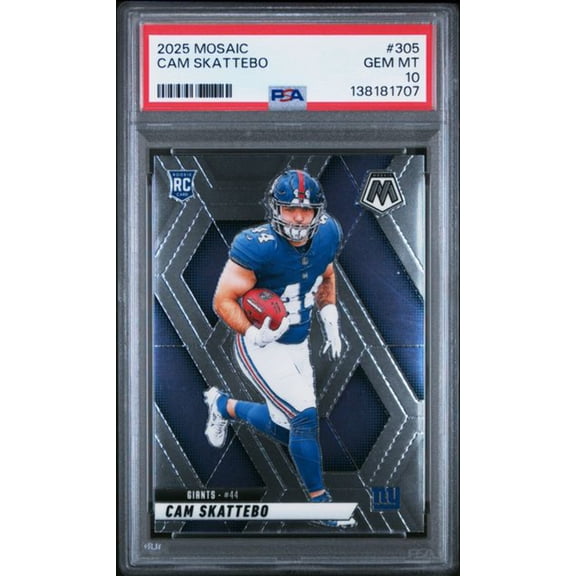Graded 2025 Panini Mosaic Cam Skattebo #305 Rookie RC Football Card PSA 10 Gem Mint