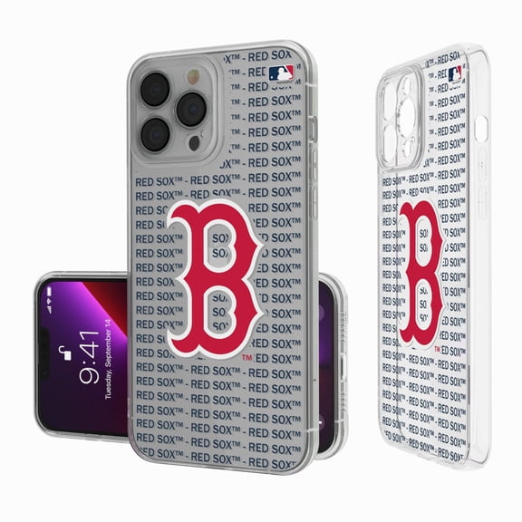 Boston Red Sox Text Backdrop Clear iPhone Case