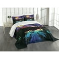 thumbnail image 3 of Ambesonne Modern Quilted Bedspread Set 3 Pcs, Night Sky Trees, Queen Size, Purple Pink and Blue, 3 of 5