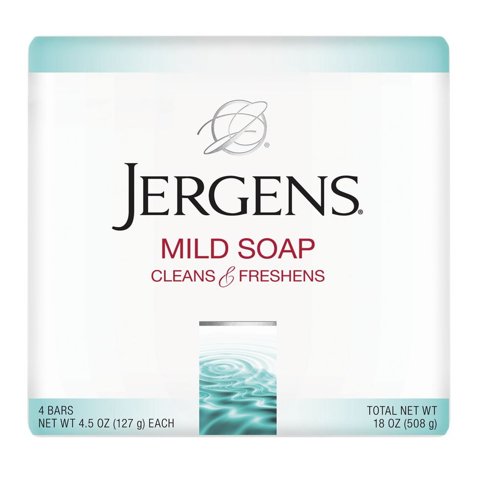 Jergens Bar Soap Mild Soap Bath, 4ct (4.5 oz per bar)