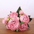 thumbnail image 3 of DIY peonías artificiales flor 5 flores 4 brotes seda ramo de novia manualidades Rosa Zulema Flores De Escritorio En Casa, 3 of 7