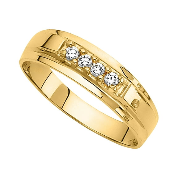 Precious Stars 14K Yellow Gold Cubic Zirconia 6-mm Men's Wedding Band