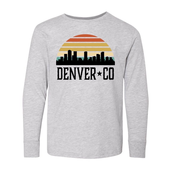 Inktastic Denver Colorado Skyline Vintage Long Sleeve Youth T-Shirt