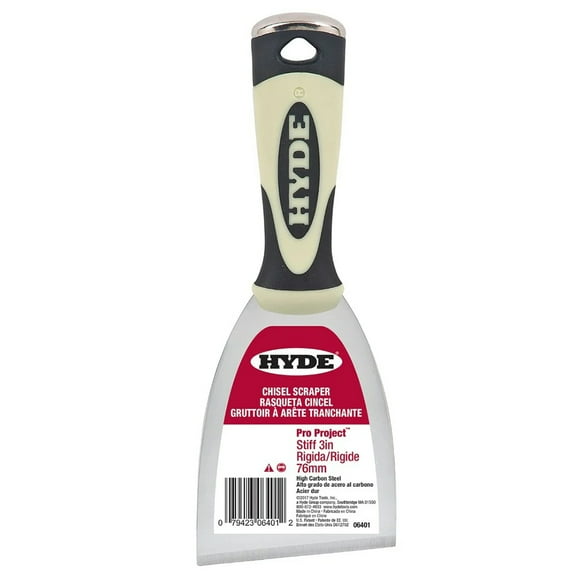 3" Hyde Tools 06401 Pro-Project Stiff Chisel Scraper w/ Hammer Head End
