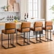 thumbnail image 4 of Qinaqin 24-Inch Bar Stools con Back Moderno PU Cuero Upholstered Chairs para Kitchen Island Negro Metálico Frame y Footrest Single Pack Marrón, 4 of 5