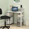 thumbnail image 2 of Furinno Jaya 35.3 Inch White Computer Desk with Raised Hutch and Open Shelf, Gaming Desk, Office Desk for Home Office, Bedroom, White Wood/Stainless Steel, 2 of 5