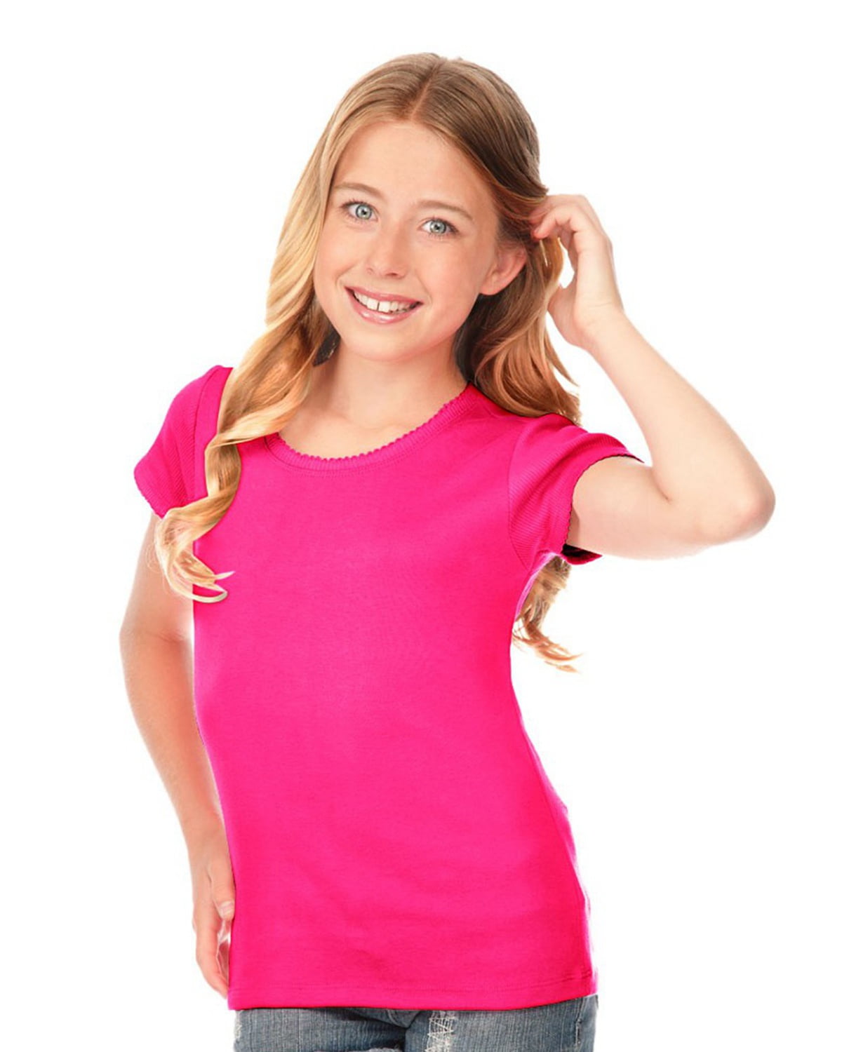 Kavio Big Girls 716 Scalloped Scoop Neck Cotton TShirt G1C0329 Hot
