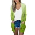 thumbnail image 2 of Pedort Women's Crewneck Cardigan Sweater Casual Lightweight Long Sleeve Cardigan Soft Open Front Fall Green,M, 2 of 4