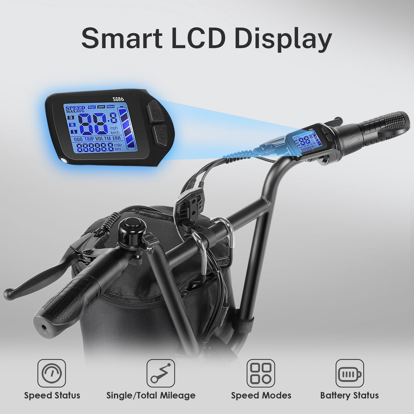 HOTEEL Electric Scooter for Adult, 30Miles Range&20Mph Power by 20"Off-Road Tire&Height Adjustable Seat, Foldable Scooter E Bike for Mountains, Snow, Road, Black