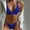 Blue, variant on ZZwxWA Women Bikini Sets Rib Ring Linked Bikini Swimsuit Deep V Neck Two Piece Swimsuit Bathing Suits