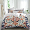 thumbnail image 2 of Orange Blue Ethnic Bedding 3 Piece Duvet Cover Set California King, Boho Vintage Geometric Art Soft Microfiber Comforter Cover with Zipper Closure & Pillowcases, Wrinkle & FadeResistant Quilt Cover, 2 of 9