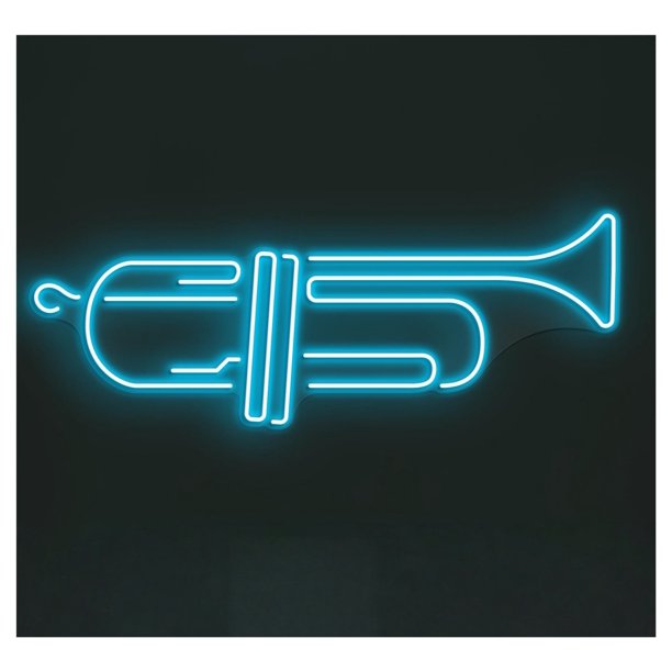 Letrero De Neón Trompeta Con Luz LED Para Decoración Estudio Música, Sala Juegos, Dormitorio, Bar, Estar, Fiesta Cumpleaños 55cm