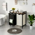 thumbnail image 6 of Double Compartment Laundry Basket, Laundry Sorter with Top Shelf, 2 Removable Washable Bags, Side Pockets, Black & White, 6 of 8