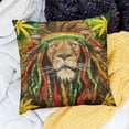 thumbnail image 2 of BANET Short Plush Throw Pillow Covers, Soft Square Throw Pillowslip Double Sided Print, Weedleaf farian Reggae Lion Cushions Pillowcase 22x22in, 2 of 5