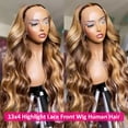 thumbnail image 3 of Honey Blonde Lace Front Wigs Human Hair Pre Plucked with Natural Hairline 13x4 Glueless Wigs Human Hair 180 Density 4/27 Highlight Body Wave Lace Frontal Wigs 20 Inch, 3 of 6