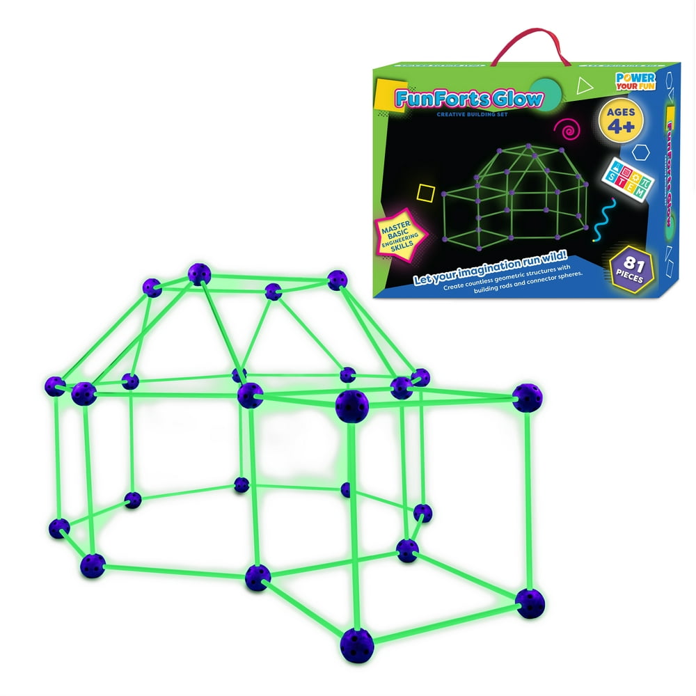 Power Your Fun Glow in the Dark Fort 81pc STEM Building Set for Boys