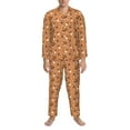 thumbnail image 3 of Naloa Mushroom maple nuts Men’s Pajamas Set - Long Sleeve Button Down Sleep Shirt and Pajama Bottoms Sleepwear Set-Small, 3 of 7