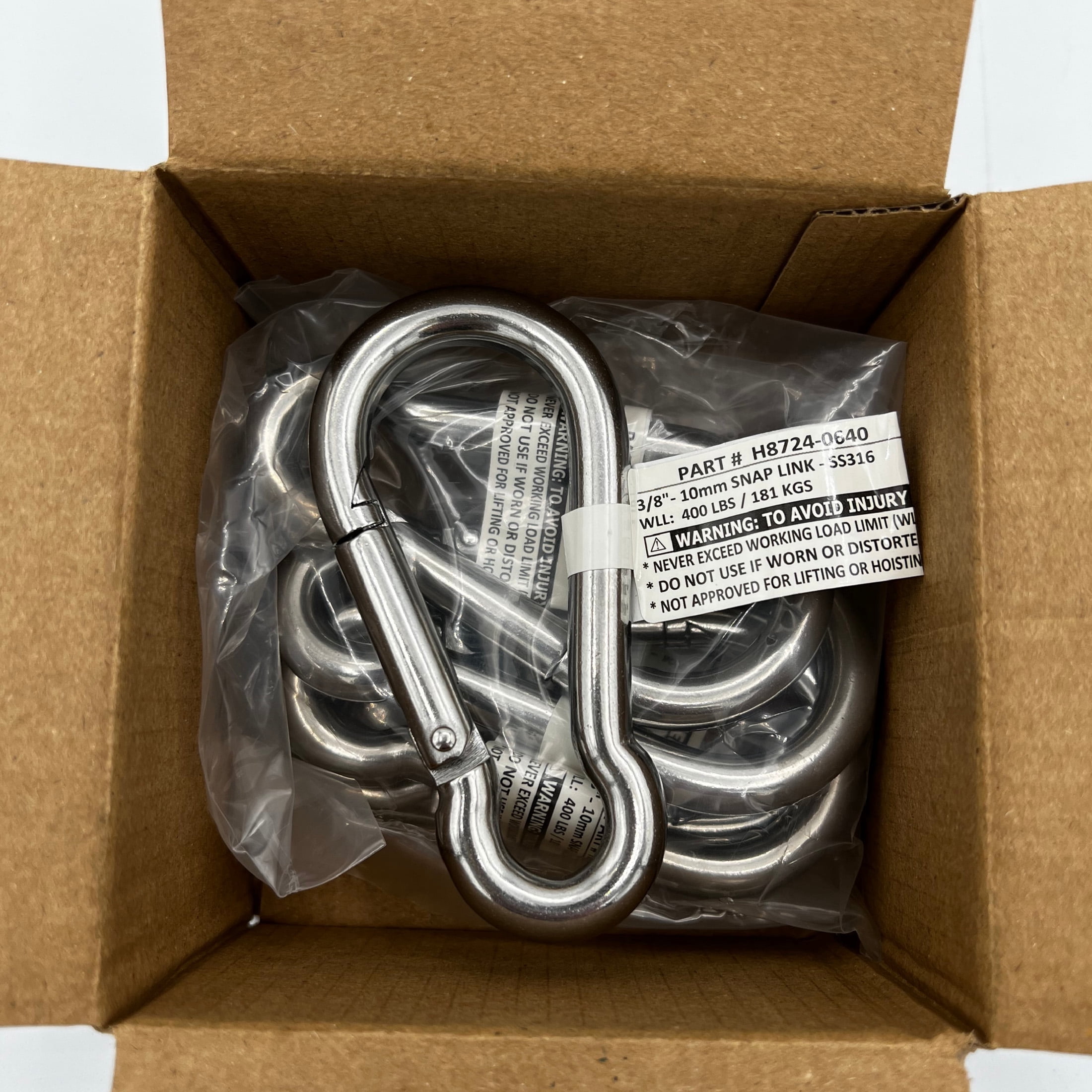 3/8" Stainless Steel Spring Link, 5 Pack, Peerless Chain, #H8724-0640
