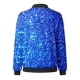 thumbnail image 4 of XIAONU Womens Glitter Zip Up Bomber Jacket Casual Club Stand Collar Long Sleeve Outerwear, 4 of 5