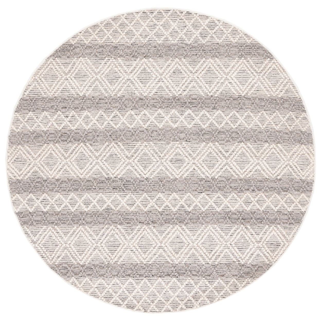 SAFAVIEH Natura Russell Geometric Striped Area Rug, Ivory/Charcoal, 3' x 5'