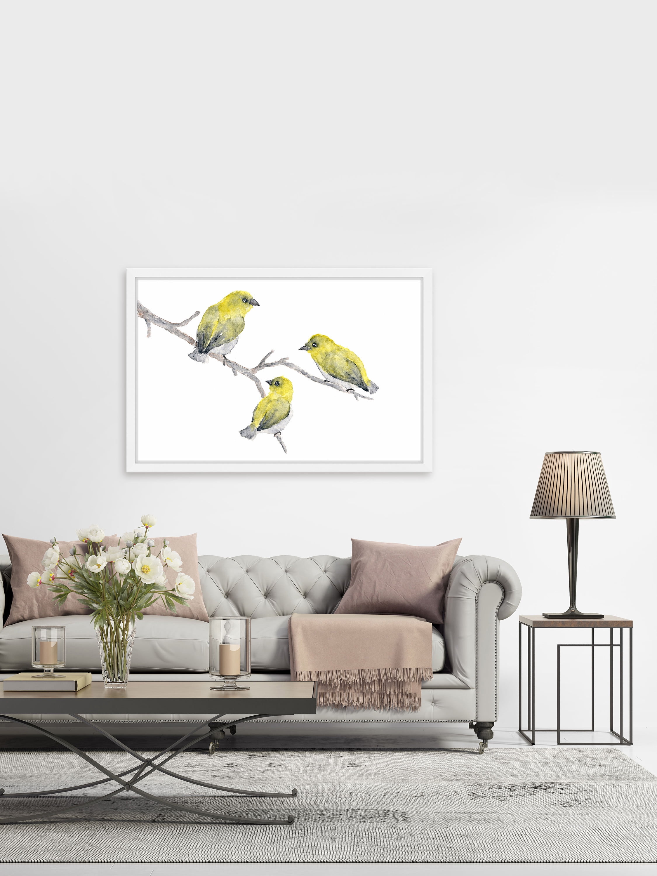 "Yellow Birds" Framed Painting Print