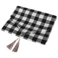thumbnail image 3 of Black & White Grid Cotton Linen Tablecloth Table Cover Clean Mat Pad with Tassel (12'' x 55''), 3 of 8